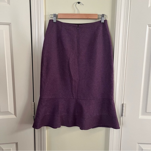 Purple herringbone trumpet pencil skirt in cashmere/wool blend - size 38 - Picture 2 of 5
